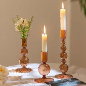 Blown glass bubble candle holders.