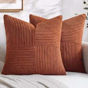 Textured corduroy autumn pillow for fall home decor ideas.